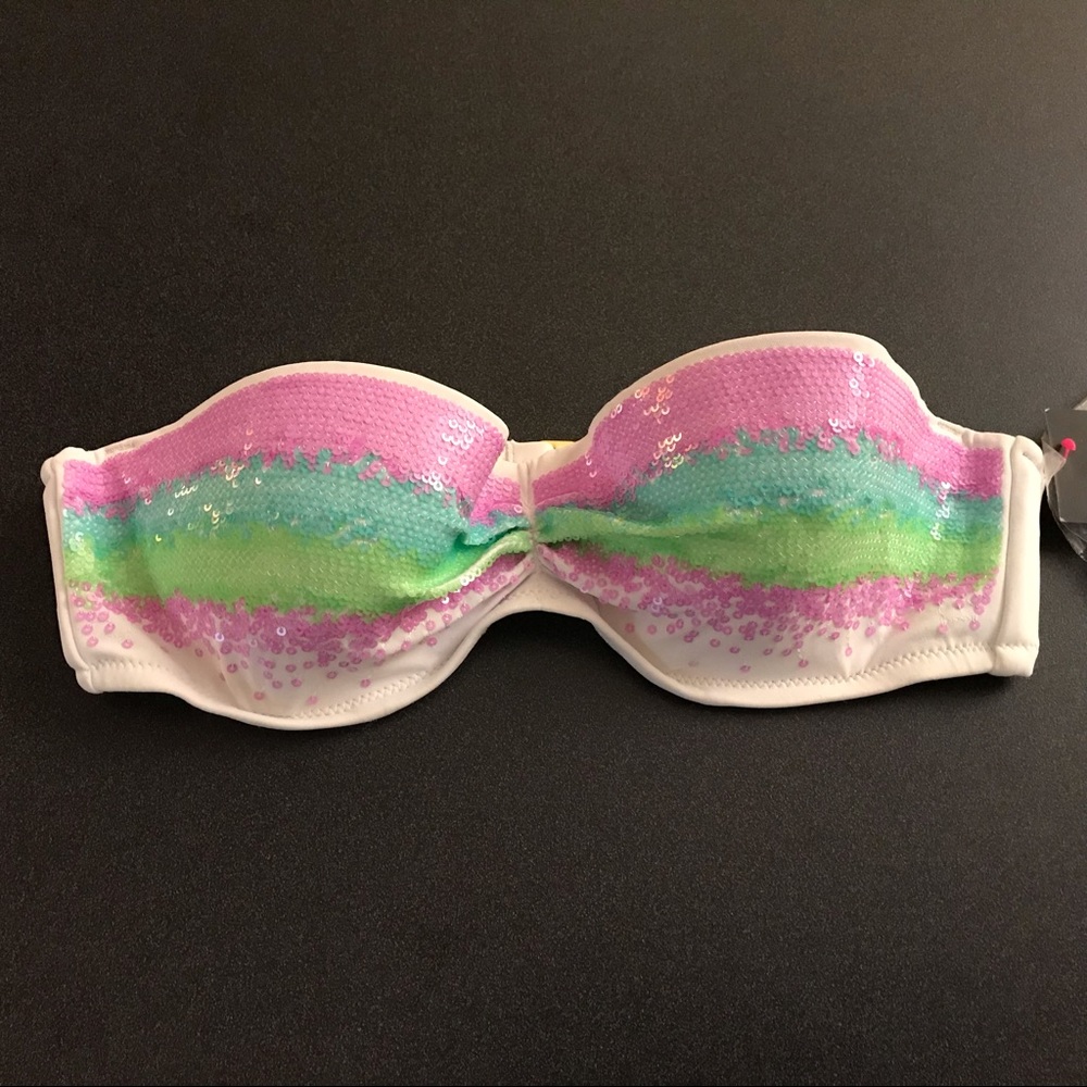 Victoria’s Secret Sequined Bustier Bandeau Bikini Size 34 B